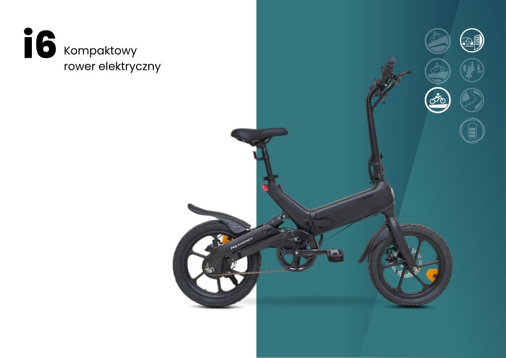 Kompaktowy rower elektryczny i6 na nowoczesnym tle